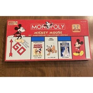 Monopoly Mickey Mouse 75th Anniversary Board Game 2004 Disney 100% Complete
